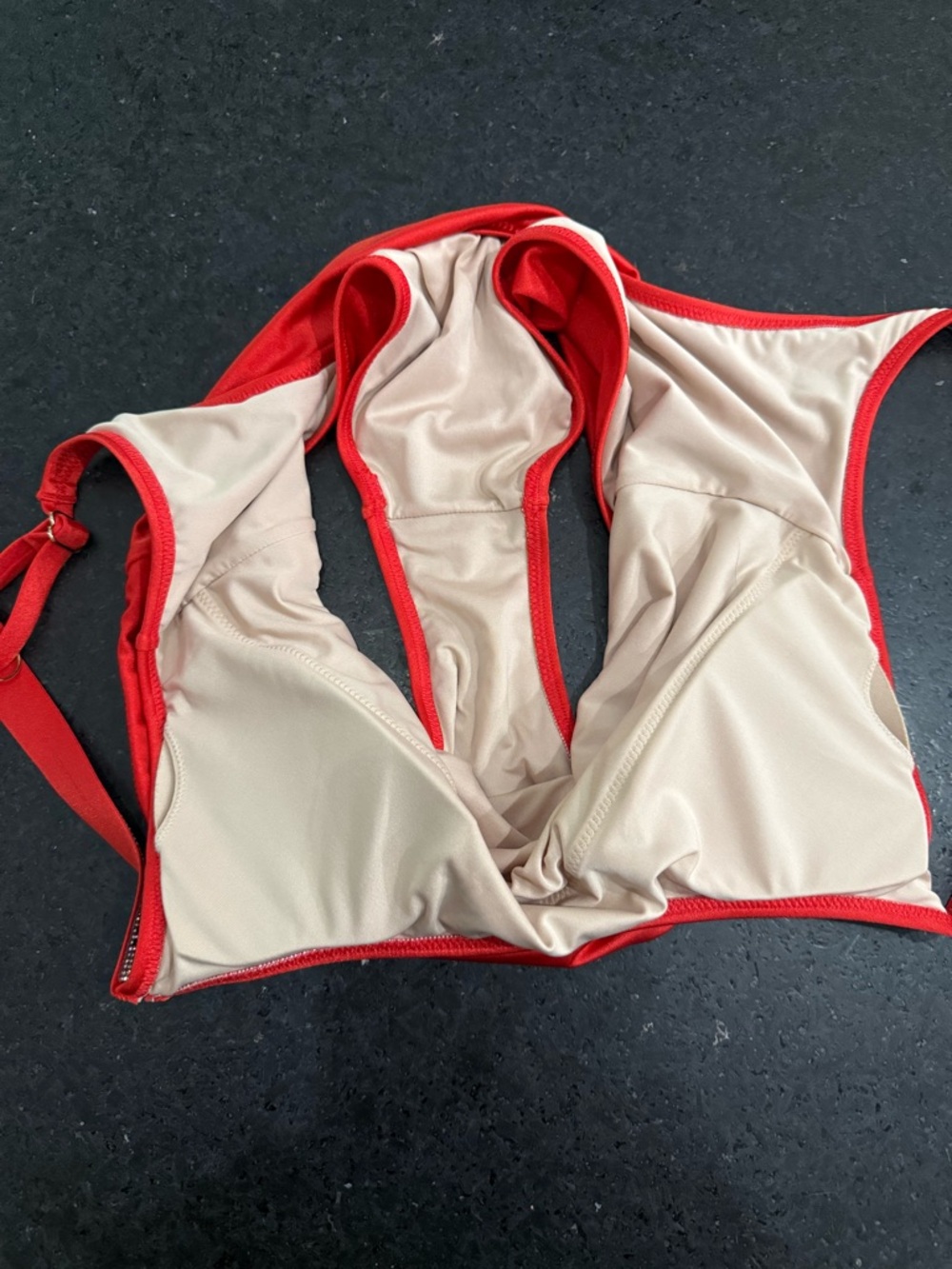 Victoria Secret RED SHINY SILVER Vardia Shine Strap Swim One Piece SZ LARGE - Picture 13 of 13